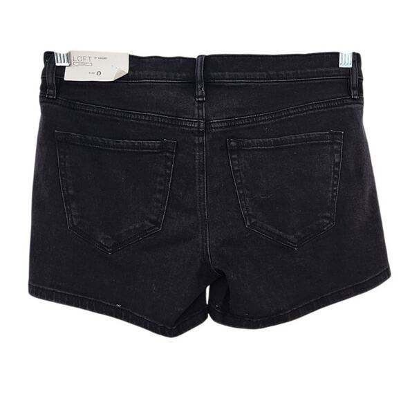 New NWT Loft Black Wash Denim Shorts 4" Inseam Casual Summer Size 0 - Picture 2 of 5